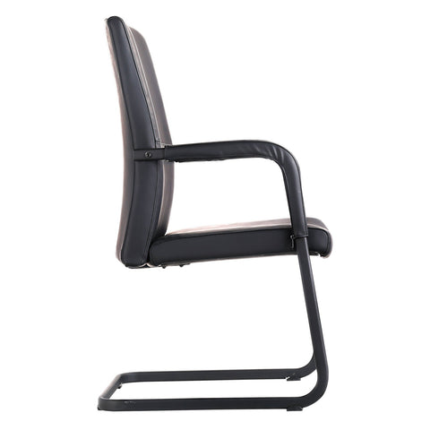 LeisureMod Evander Mid-Century Modern Faux Leather Office Chair With Aluminum Frame