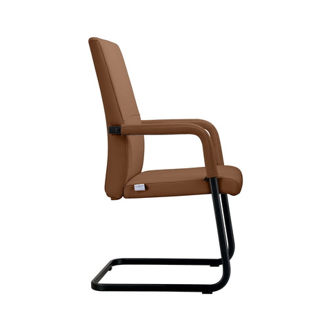 LeisureMod Evander Mid-Century Modern Faux Leather Office Chair With Aluminum Frame