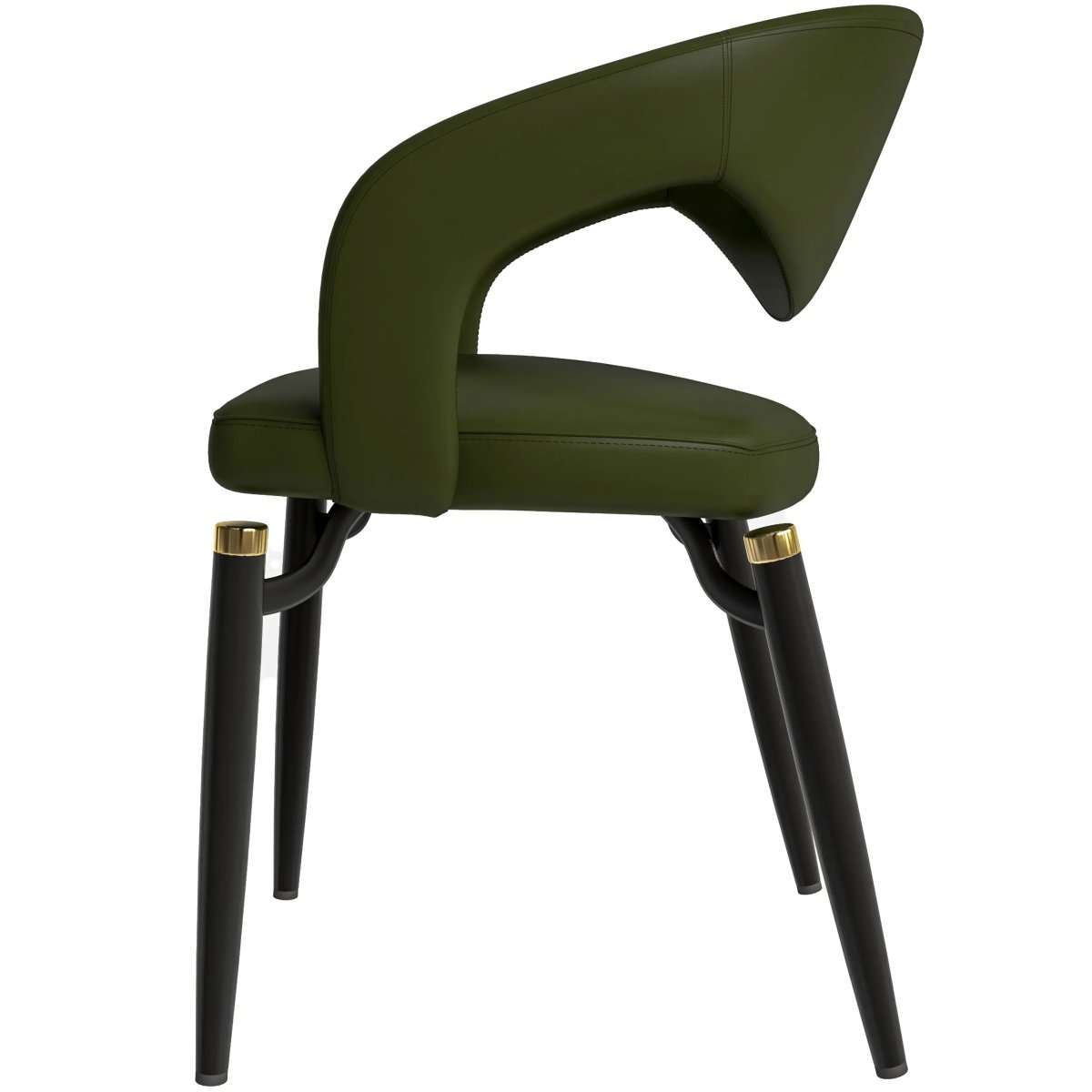 Entice Leather Dining Chair with Curved Open Back and Iron Legs