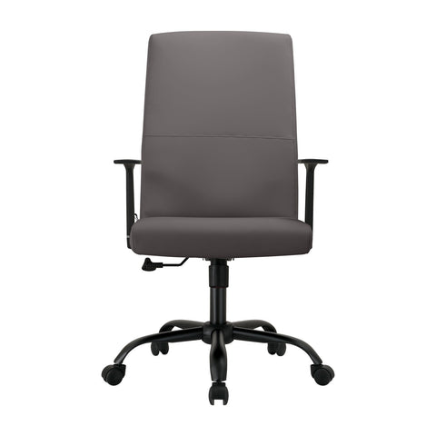 LeisureMod Evander Modern Faux Leather Office Chair in Aluminum with Adjustable Height and Swivel