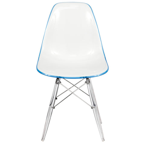 LeisureMod Dover Molded Side Chair with Acrylic Base - Plastic