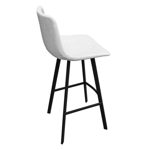 LeisureMod Elland Modern Upholstered Leather Bar Stool With Iron Legs & Footrest