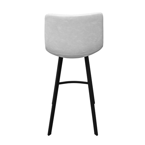 LeisureMod Elland Modern Upholstered Leather Bar Stool With Iron Legs & Footrest