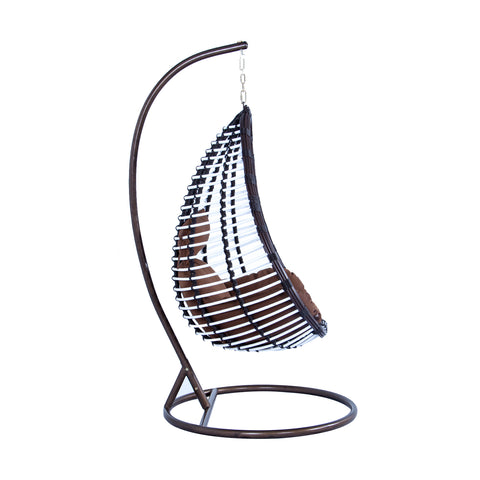 LeisureMod Modern Wicker Hanging Egg Swing Chair in Brown