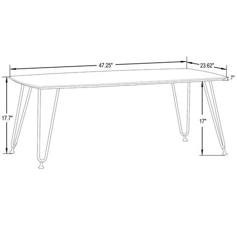 LeisureMod Elmwood Modern Wood Top Coffee Table With Iron Base
