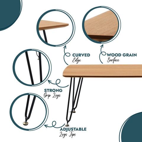 LeisureMod Elmwood Modern Wood Top Coffee Table With Iron Base