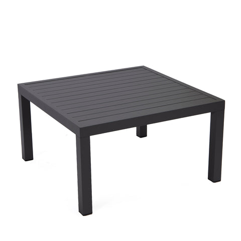 LeisureMod Hamilton Modern Aluminum Outdoor Patio Coffee Table in Black