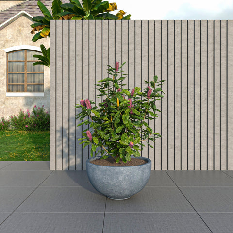 LeisureMod Iris Modern Round Planter Pot in Fiberstone and Clay Weather Resistant Design