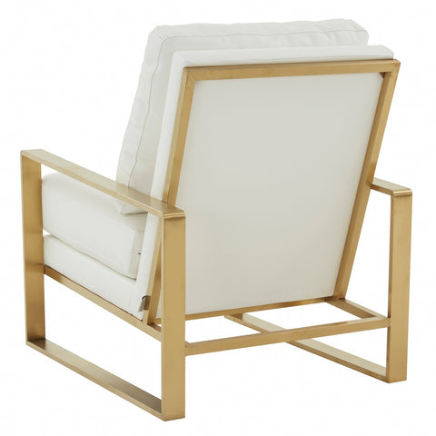 LeisureMod Jefferson Leather Modern Design Accent Armchair With Elegant Gold Frame