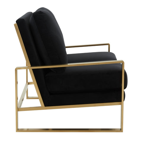 LeisureMod Jefferson Contemporary Modern Design Velvet Loveseat With Gold Mirrored Frame