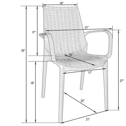 LeisureMod Kent Outdoor Dining Arm Chair