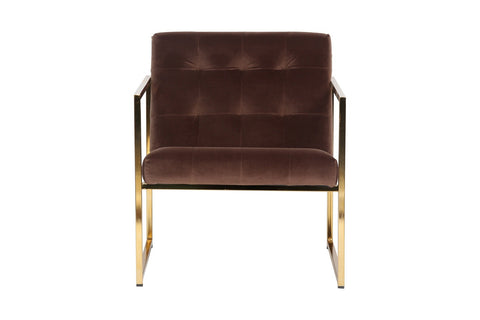LeisureMod Lexington Tufted Velvet Accent Armchair With Gold Frame