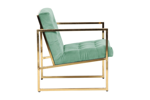 LeisureMod Lexington Tufted Velvet Accent Armchair With Gold Frame