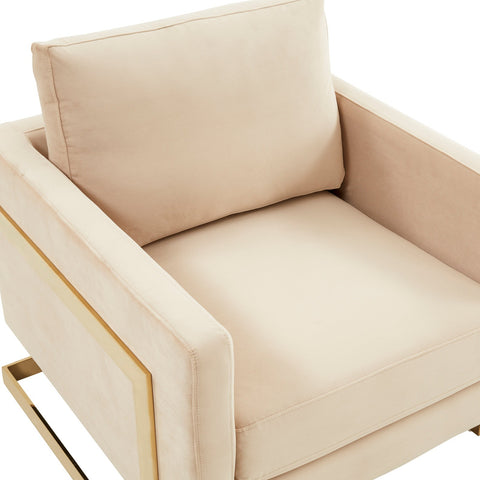 LeisureMod Lincoln Velvet Accent Armchair With Gold Frame