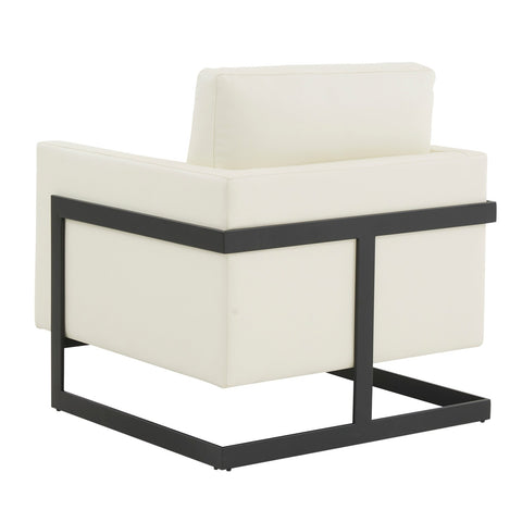 LeisureMod Lincoln Modern Upholstered Leather Arm Chair with Black Steel Frame
