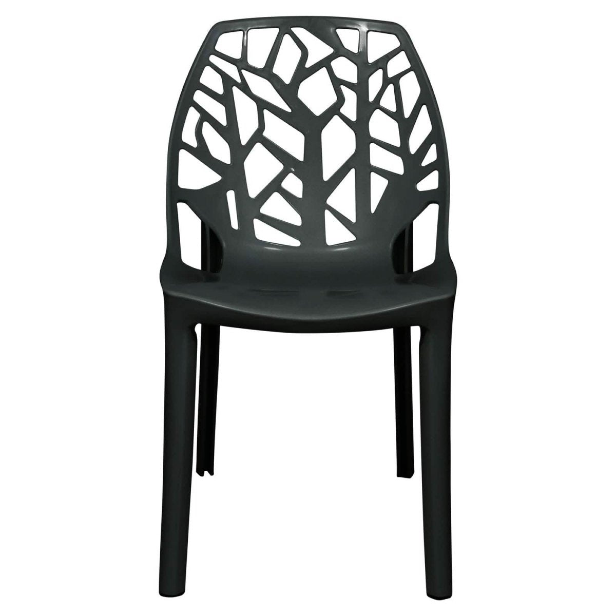 Leisuremod Dining Chair Cornelia Modern ABS Plastic Stackable Dining Chair with Cut-Out Tree Design