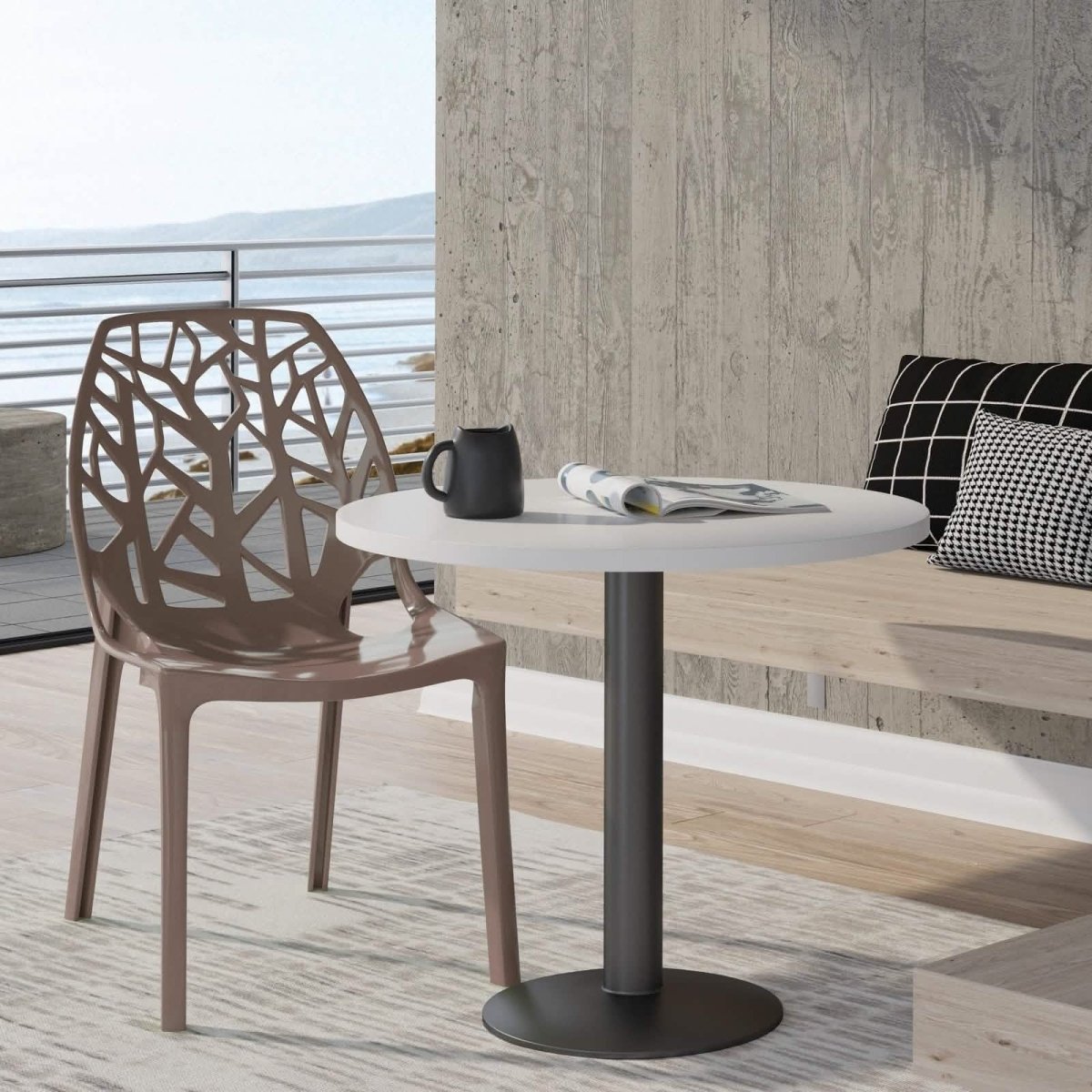 Leisuremod Dining Chair Cornelia Modern ABS Plastic Stackable Dining Chair with Cut-Out Tree Design