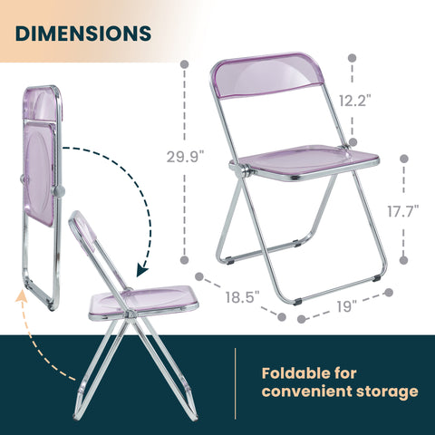 LeisureMod Lawrence Acrylic Folding Chair With Metal Frame