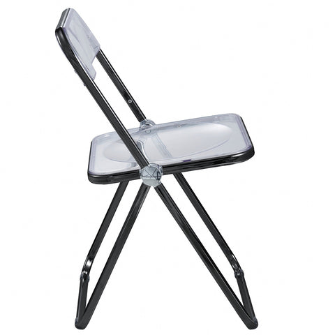 LeisureMod Lawrence Acrylic Folding Chair With Color Metal Frame
