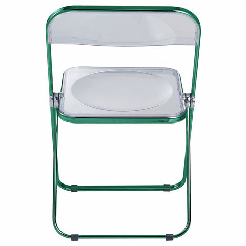 LeisureMod Lawrence Acrylic Folding Chair With Color Metal Frame