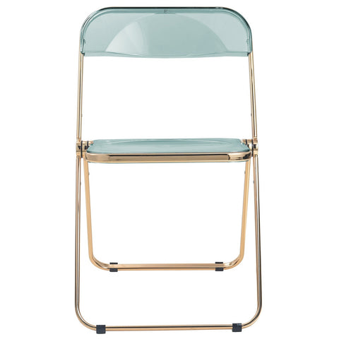 LeisureMod Lawrence Acrylic Folding Chair With Gold Metal Frame
