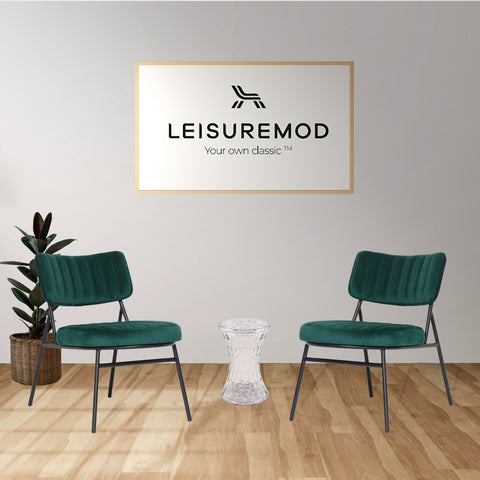 LeisureMod Marilane Velvet Accent Chair With Metal Frame