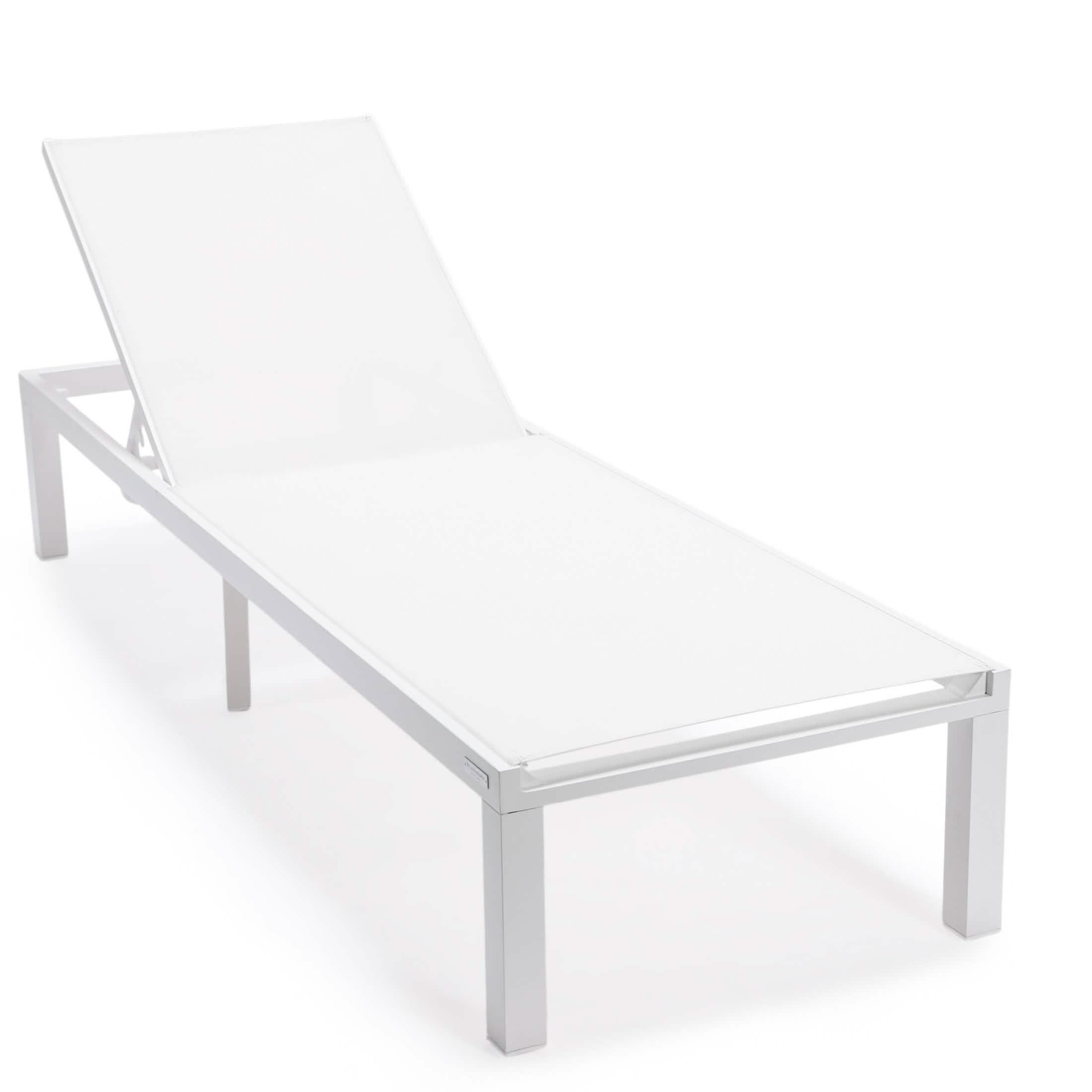 Marlin Aluminum Outdoor Chaise Lounge Chair with a Square Fire Pit Table