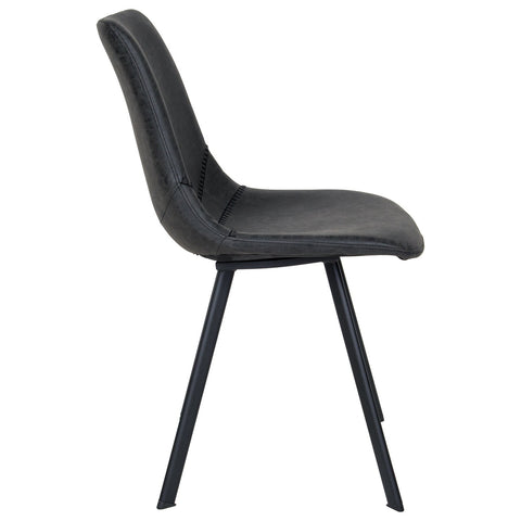 LeisureMod Markley Modern Leather Dining Chair With Metal Legs