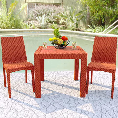LeisureMod Modern Weave Mace Patio Outdoor Dining Chair