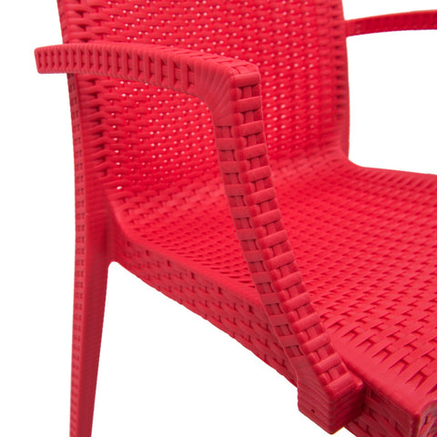 LeisureMod Modern Weave Mace Patio Outdoor Dining Armchair