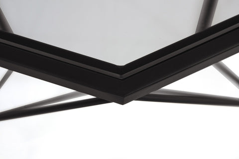 LeisureMod Malibu Modern Octagon Glass Top Coffee Table With Gold Metal Base