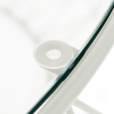 LeisureMod Malibu Modern Round Glass Top Coffee Table With Chrome Base