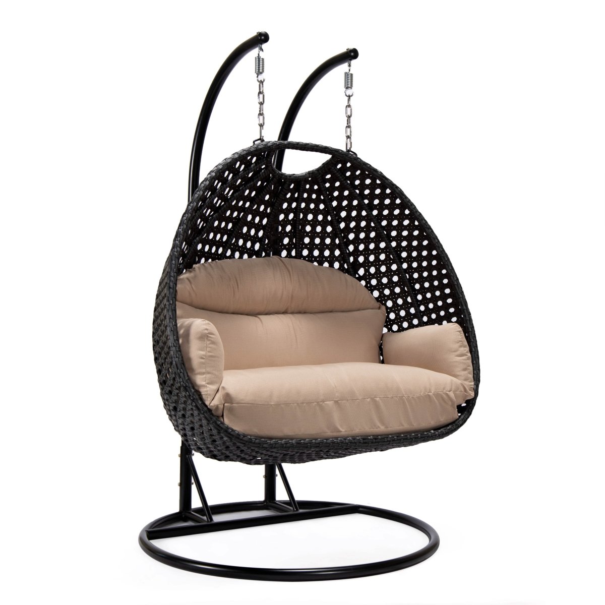 Mendoza 2 - Person Wicker Hanging Egg Swing Chair with Removable Cushions and Iron Base