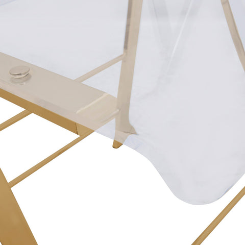 LeisureMod Menno Modern Acrylic Gold Base Folding Chair
