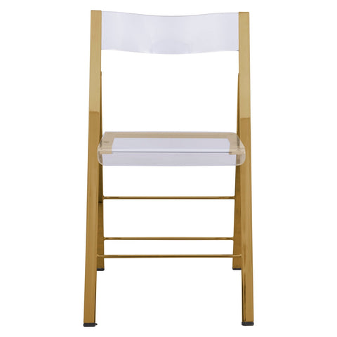 LeisureMod Menno Modern Acrylic Gold Base Folding Chair, Set of 4