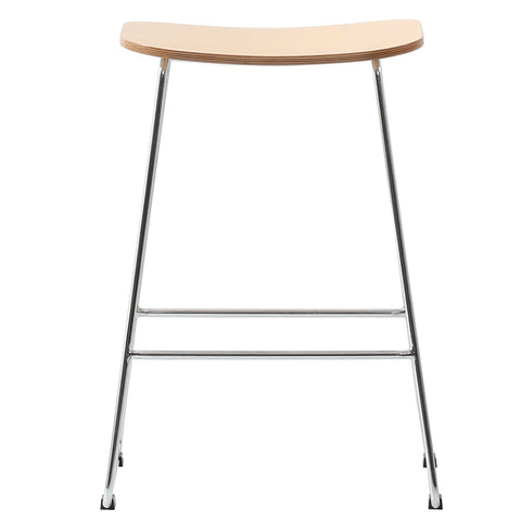 LeisureMod Melrose Modern Wood Counter Stool With Chrome Frame