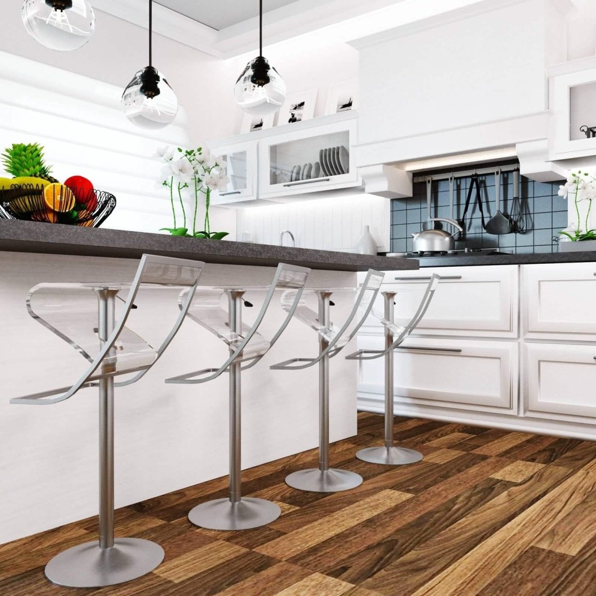 Napoli Transparent Acrylic Bar/Counter Stool, Set of 2