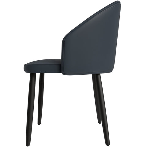 LeisureMod Paradiso Modern Dining Chairs Upholstered Leather Seat and Curved Back with Solid Wood Legs
