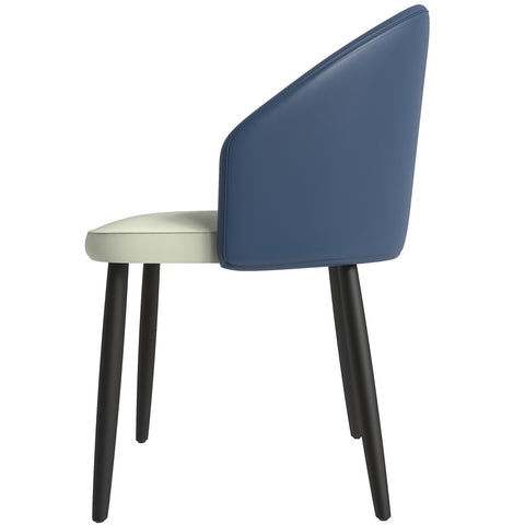 LeisureMod Paradiso Modern Dining Chairs Upholstered Leather Seat and Curved Back with Solid Wood Legs