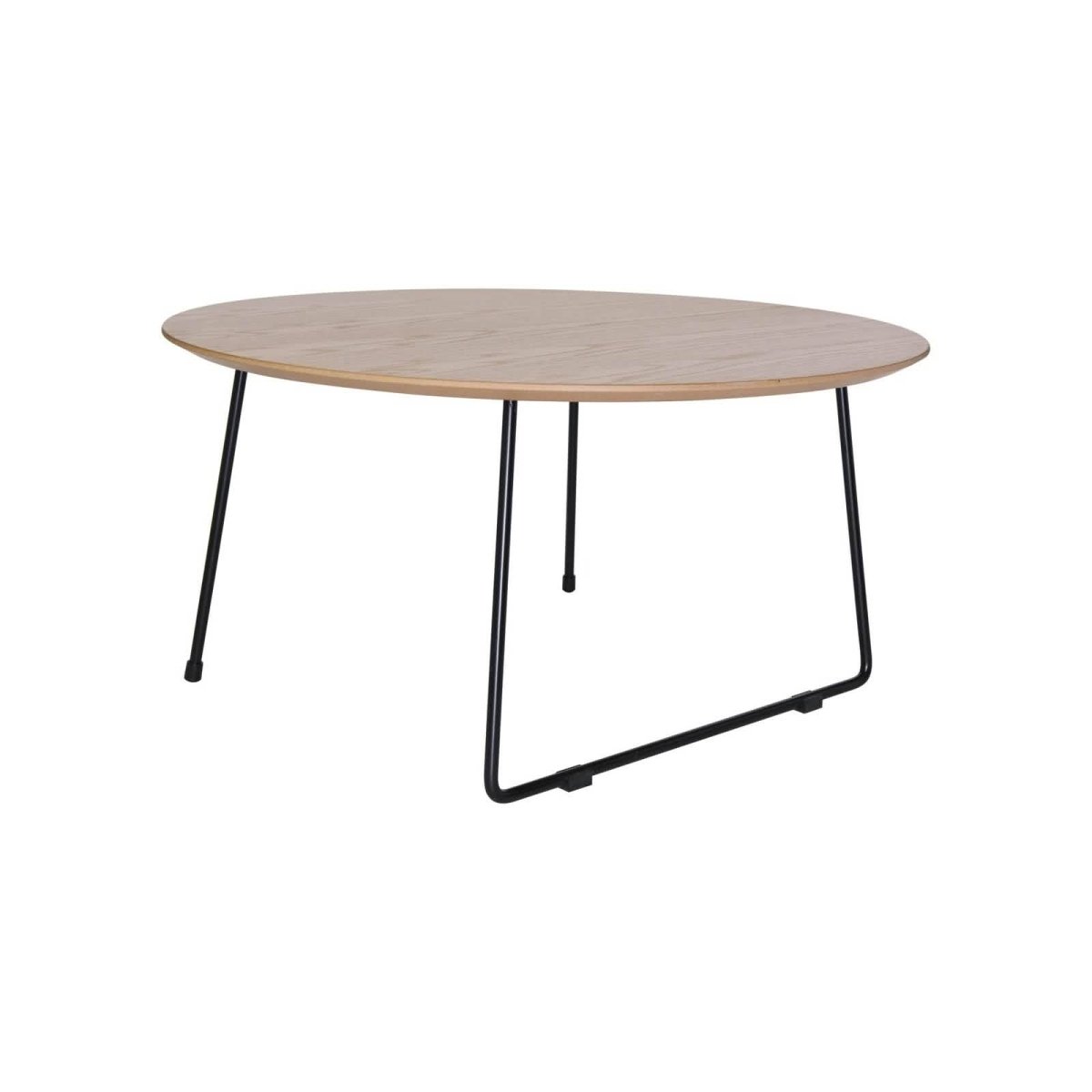 Pemborke Round Coffee Table with Oak Wood Tabletop in Iron