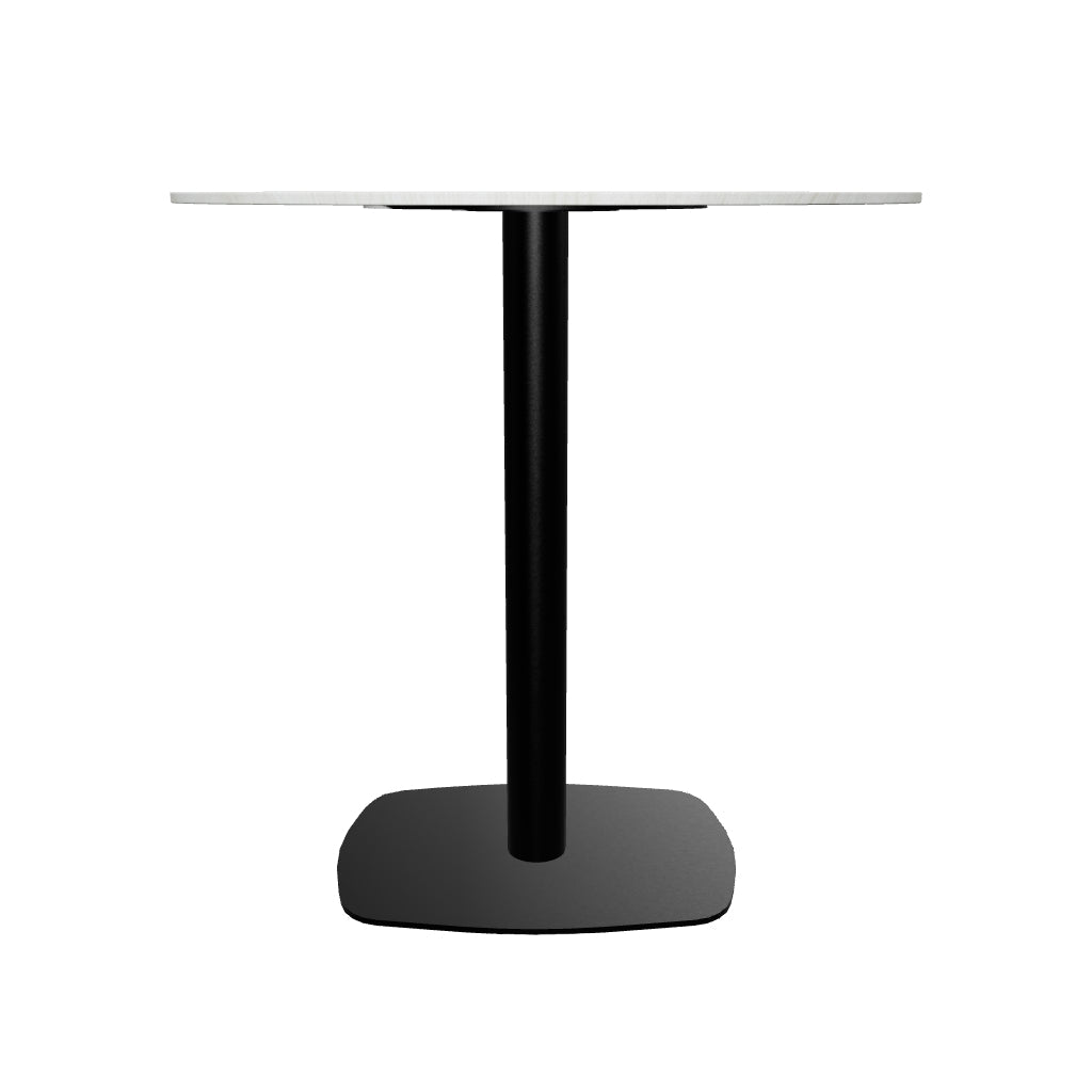 Vail Collection Dining Table Black Rectangle Base With 27"/36" Round Dark Brown MDF Top