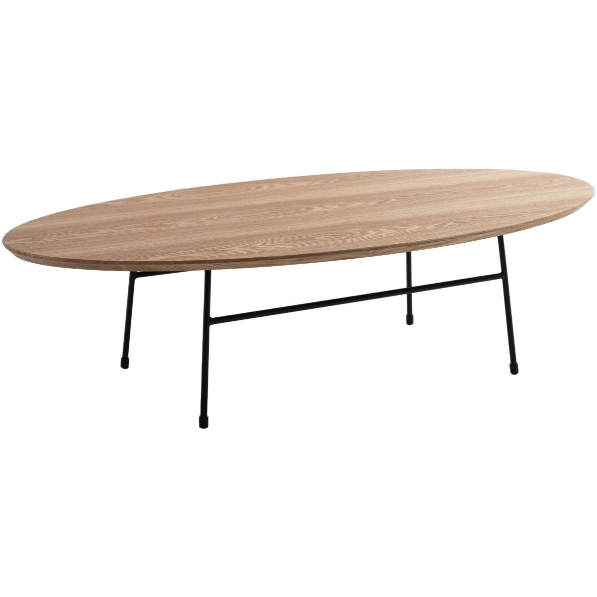 Rossmore Oval Coffee Table with MDF Wood Tabletop in Black/White Steel Frame