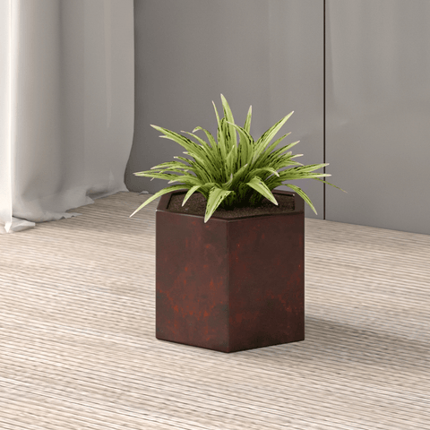 LeisureMod Thicket Modern Fiberstone Planter - Hexagon Design Weather Resistant Plant Pot