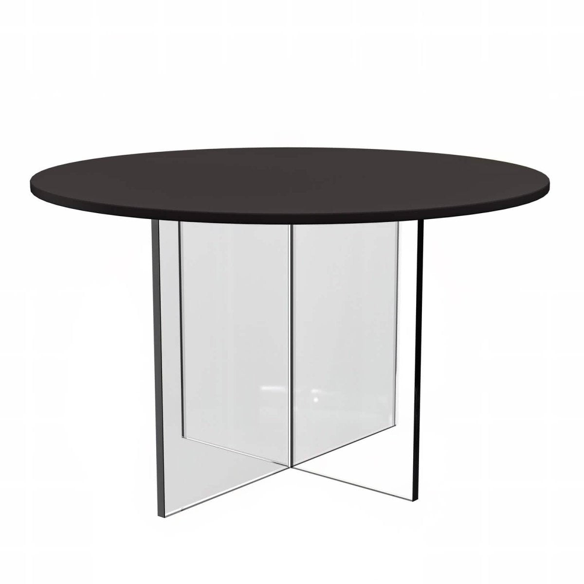 Valore Coffee Table with Round MDF Tabletop and Sturdy Acrylic Cross Base