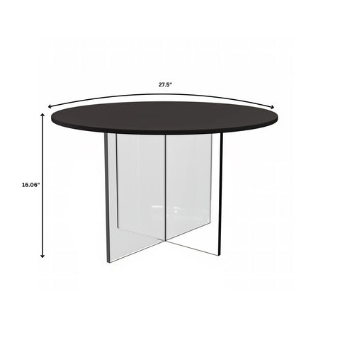 LeisureMod Valore Series Modern Coffee Table with Round Tabletop and Sturdy Acrylic Cross Base for Living Room and Bedroom