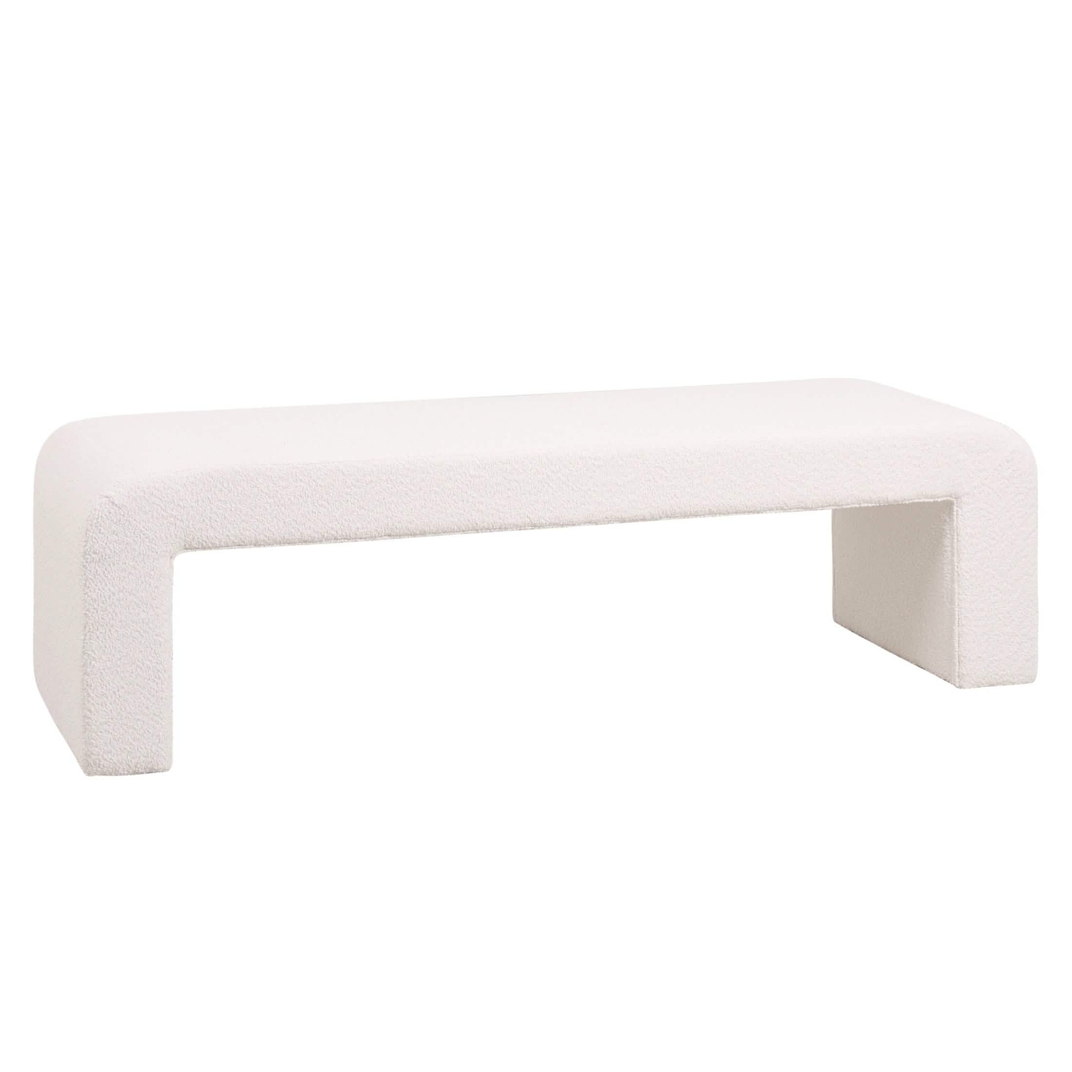 Vint 63" Wide Upholstered Bench in Boucle/Velvet with Curved Waterfall Design