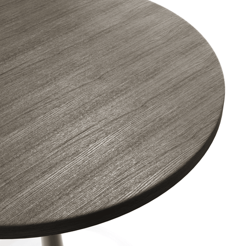 LeisureMod Verve Modern Round Dining Table with 27" MDF Tabletop and White Steel Pedestal Base