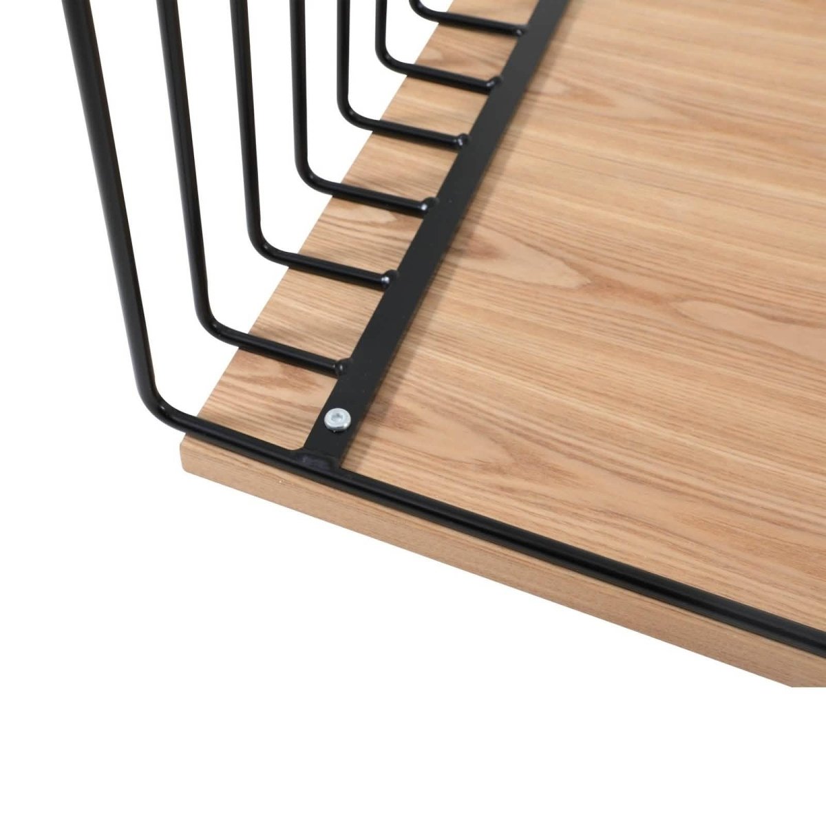 Walden Rectangular Coffee Table with Ash Wood Tabletop in Black Steel Frame