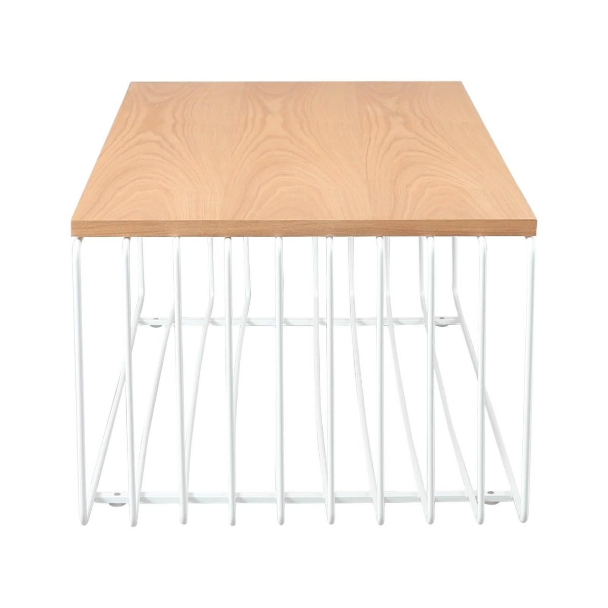 Walden Rectangular Coffee Table with Ash Wood Tabletop in Black Steel Frame