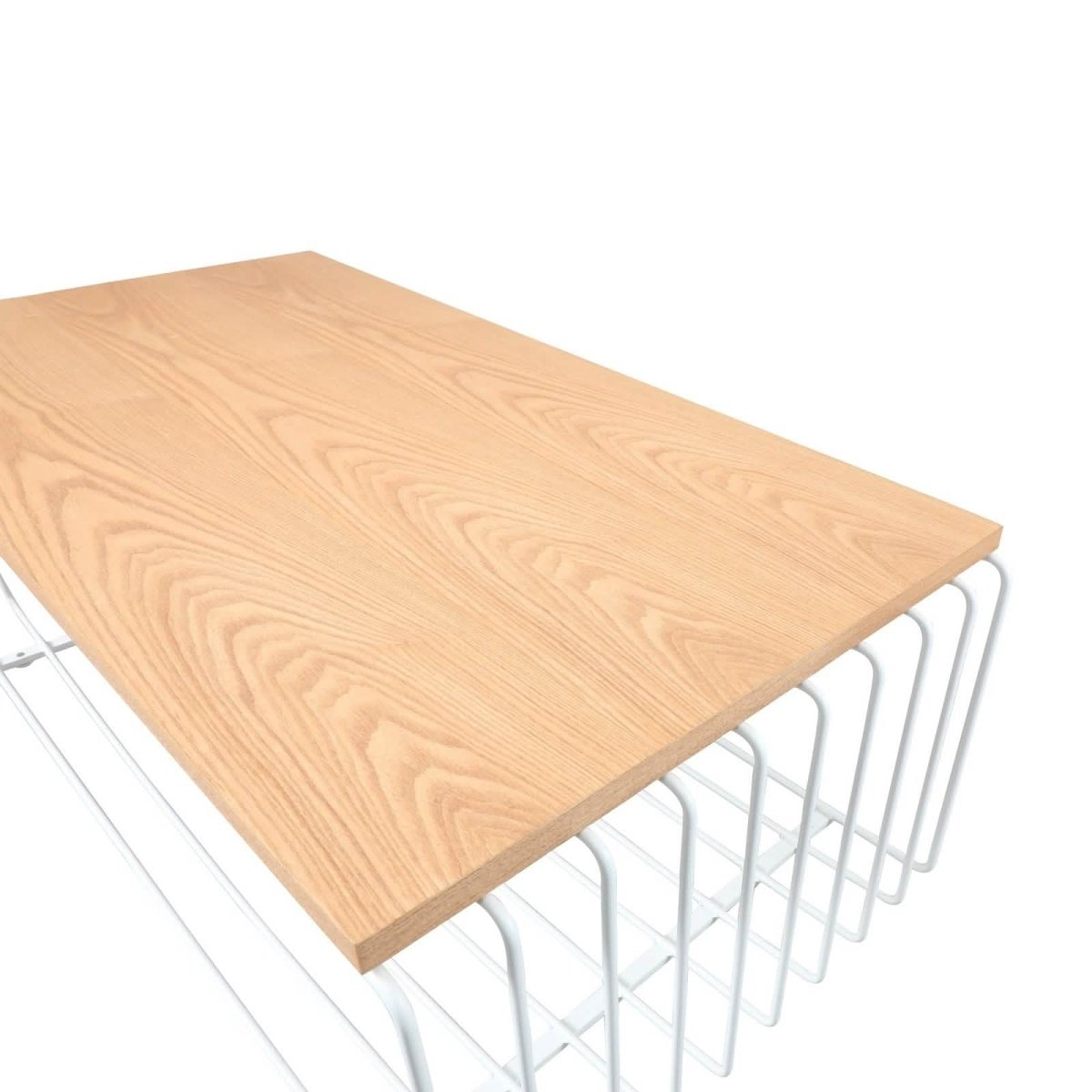 Walden Rectangular Coffee Table with Ash Wood Tabletop in Black Steel Frame